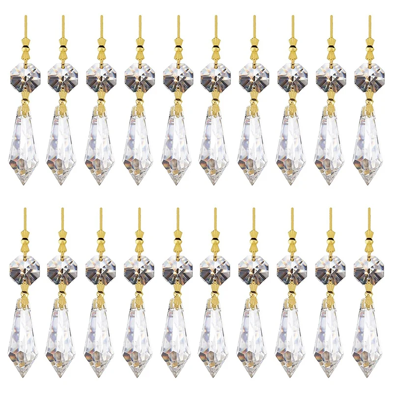 

B50C 20PCS DIY Transparent Teardrop Chandelier Pendant Parts Beads, Chandelier Hanging Decoration
