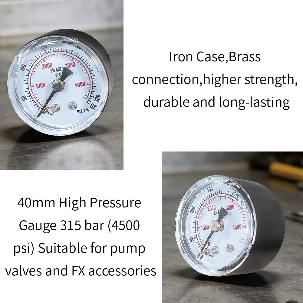4500psi High Pressure Gauge 40mm diameter with 1/8'' BSP for FX Accessories