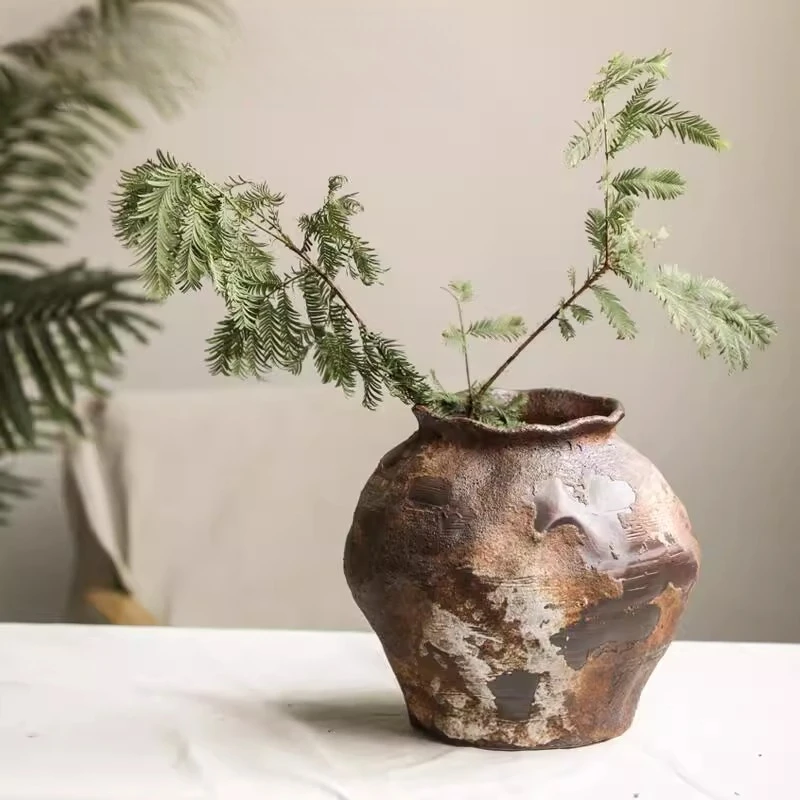 

Coarse pottery ceramic vase countertop flower arrangement retro nostalgic wabi-sabi wind handmade homestay hotel ornament zen