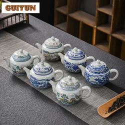 250ml Blue and White Porcelain Handmade Teapot Household Thousands of Miles Teapot Jingdezhen Pot Tea Making Kettle Teaset Gifts