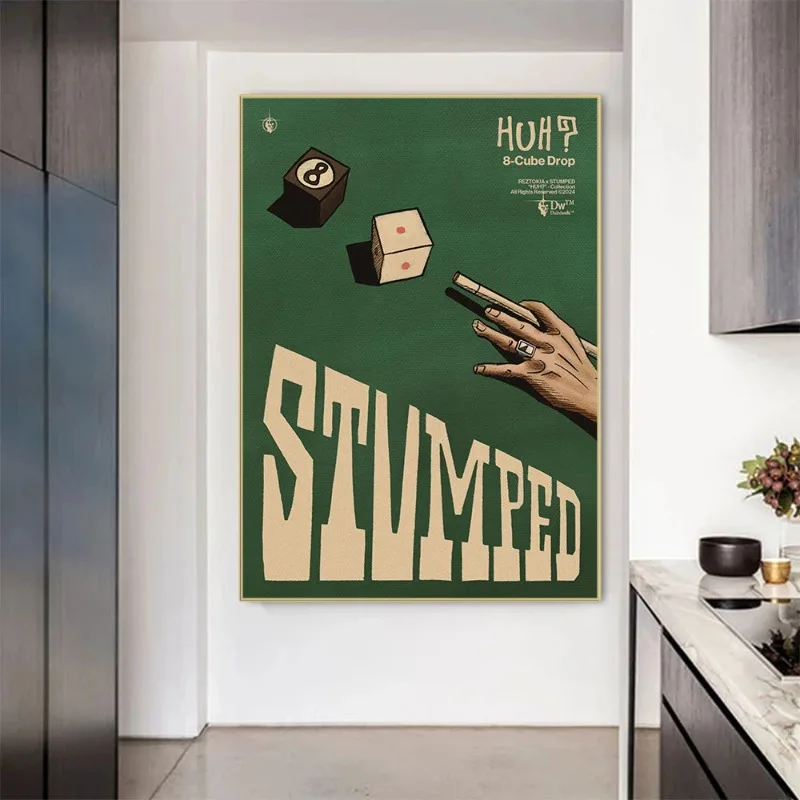 Vintage Aesthetic Stumped Poster High Quality Green Background Canvas Painting Print Wall Art Picture for Living Room Home Decor