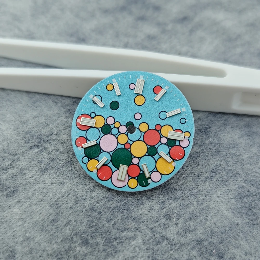 28.5 مللي متر الطلب الأحمر الوردي الأخضر الأزرق فقاعة الأصفر ساعة الطلب مضيئة ساعة الوجه لحركة NH35 NH36 2836 ميوتا 8215