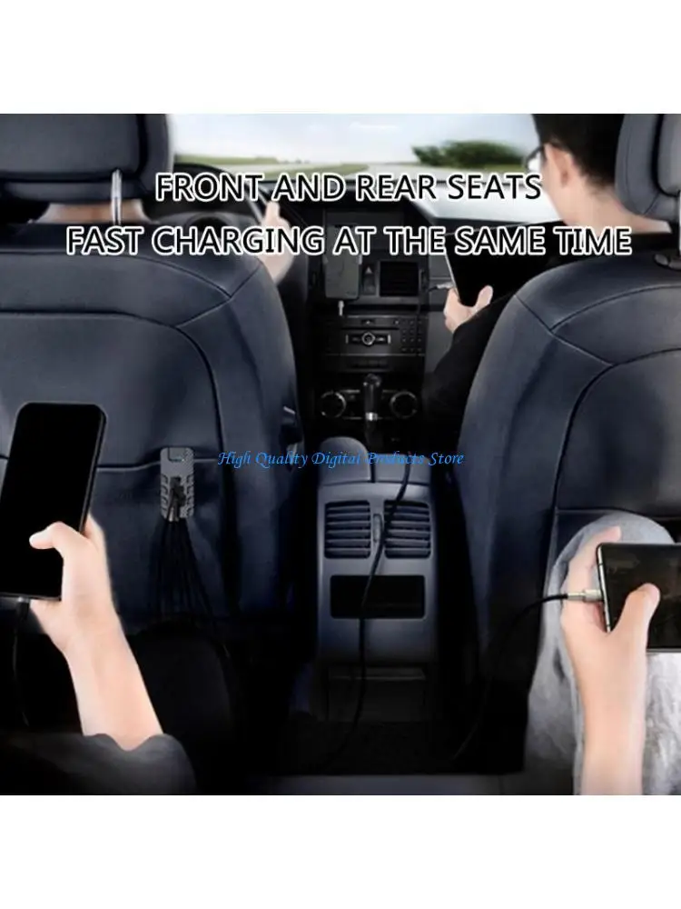 

U2JE Comprehensive Car Fast Charging Solution With 6 Port And Extended Cable Suitable For Simultaneous Phone Tablet Charging