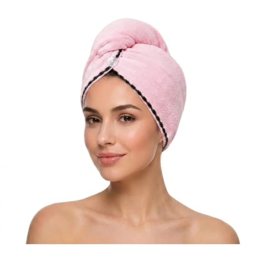 Luxury Microfiber Hair Towel Wrap for Women Quick Dry, Anti-Frizz, Lightweight, Soft Hair Turban for Wet Hair Pink
