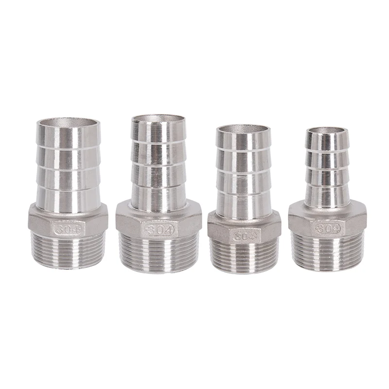 304 Stainless Steel 1/8 1/4 3/8 1/2 BSP Male Thread Pipe Fitting x 6mm-25mm Barb Hose Tail Pagoda Coupling Connector