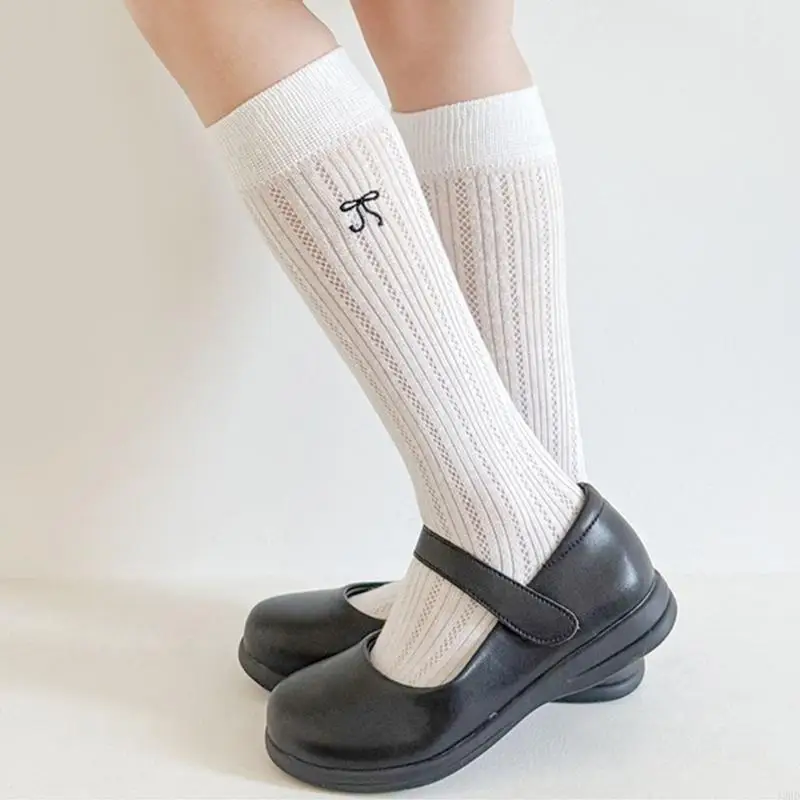 J2HD 1 pair Comfortable Long Tube Socks for Girls Elastic Combed Cotton Stockings