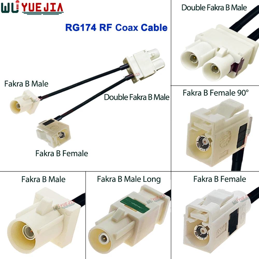 

RG-174 White Twin Fakra B Male to Fakra B Male Plug+Female Jack Connector RF Coaxial Cable WIFI Antenna Extension Jumper Pigtail