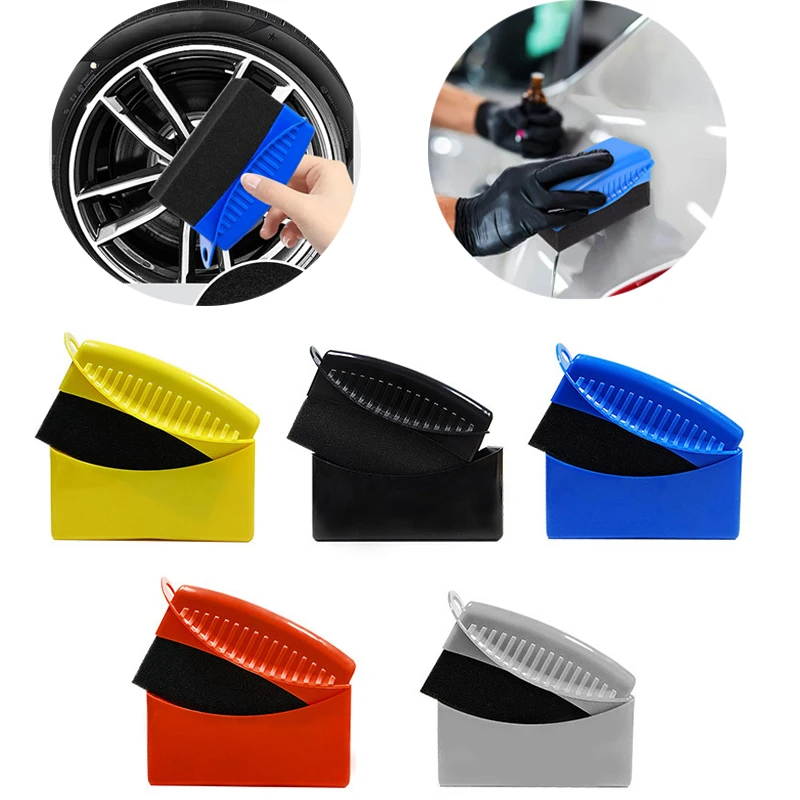 

Car Tires Waxing Cleaning Wipe Sponge Brush Washing Tire Wheel Rim Trim Contour Detailing Dressing Shine Pad Sponge