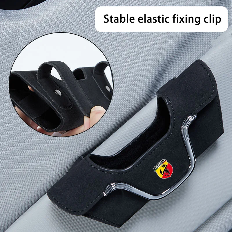Car Sun Visor Glasses Holder Sunglasses Glasses Case For Abarth 595 500 500L 500X 695 124 Accessories Key Case Key Cover Sticker image 4