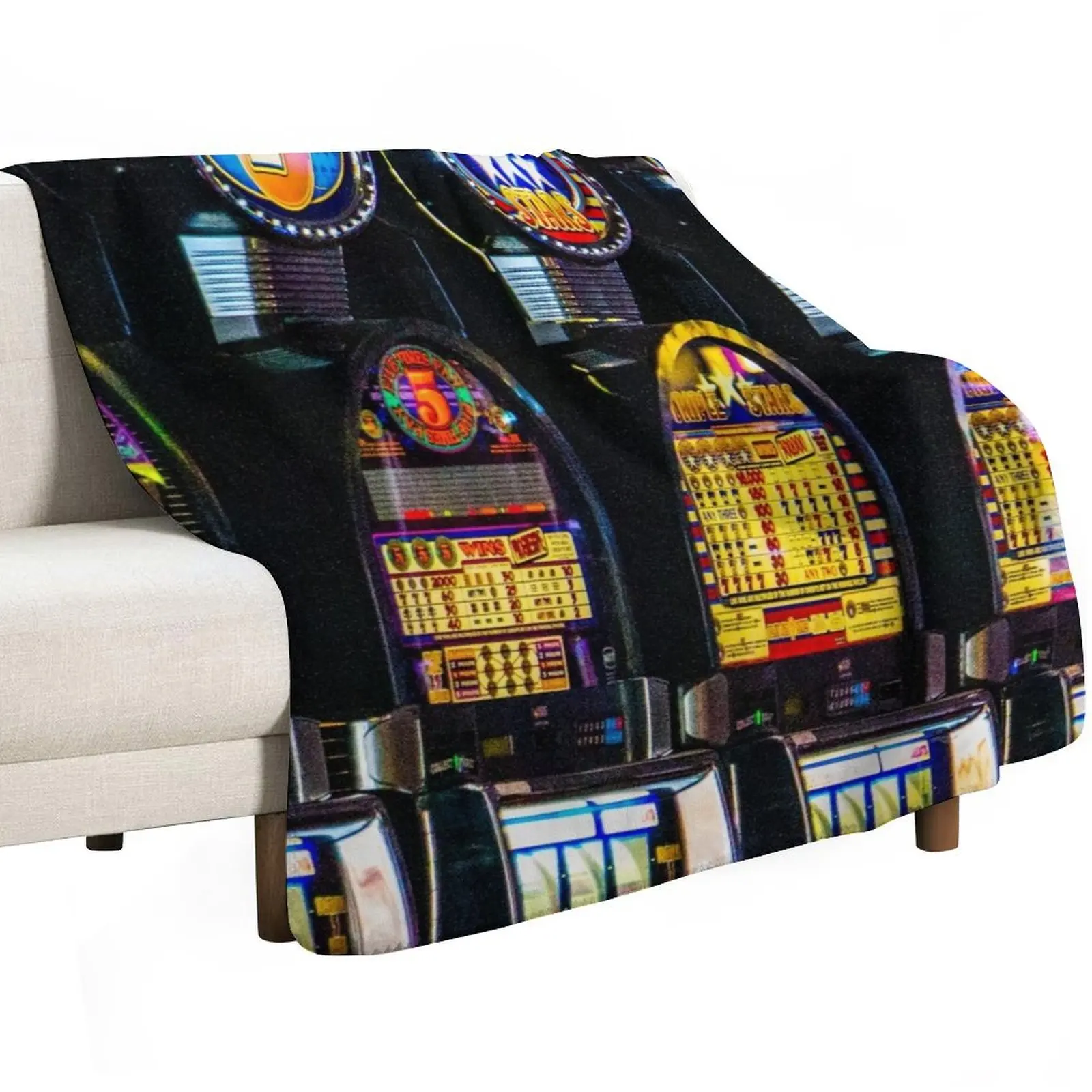

Row of Slot Machines Throw Blanket sofa bed Personalized Gift decorative Soft Plush Plaid Blankets