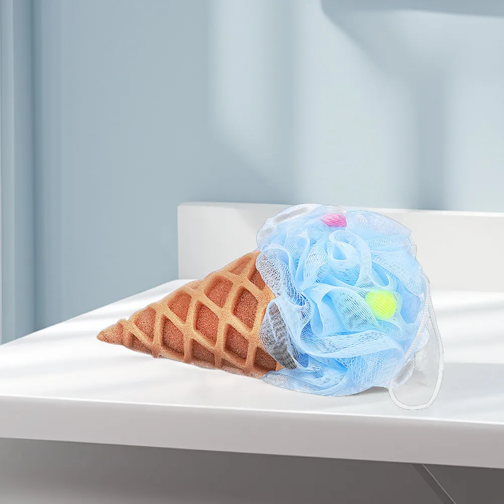 

4Pcs Ice Cream Shape Shower Sponge Soft Durable Bath Balls Exfoliating Body Wash Loofah for Kids Adults Bath Balls