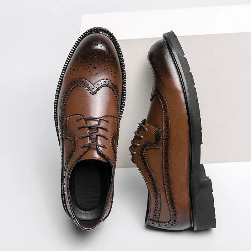 Men\'s Genuine Leather Shoes Classic Business Office Shoes Lace Up Low Heel Fashion Men\'s Casual Shoes Luxury Banquet Dress Shoes