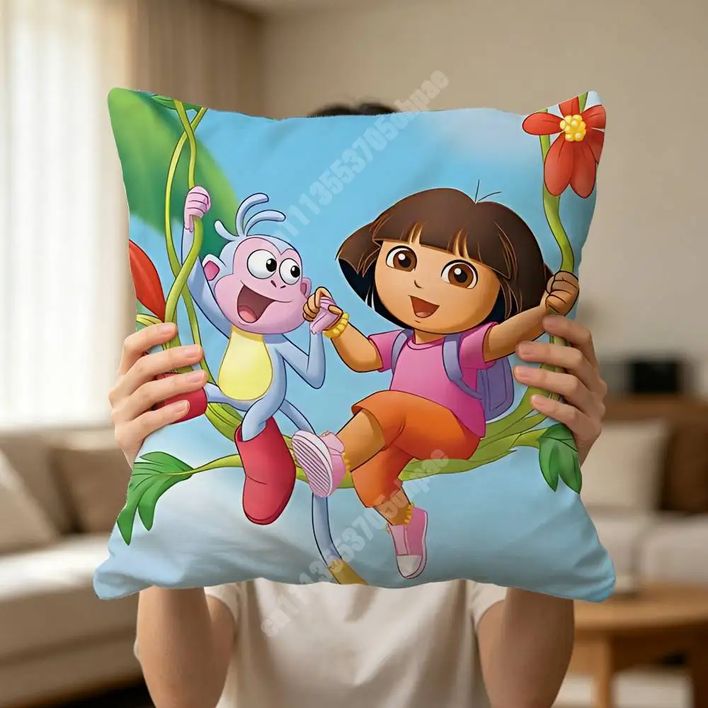 D-Dora B-Boots The Explorer Cartoon Pillow Cover Sofa Couch Cushion Case Creative Workspace Accent Home Decor