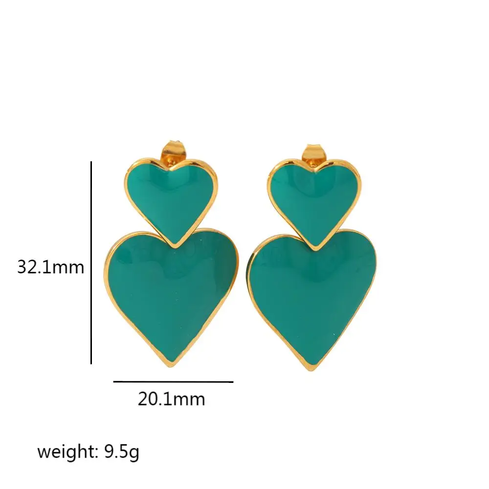 Luxury Double Heart Earrings 18K Stainless Steel Gold Plated Smooth Love vintage heart earrings For Women