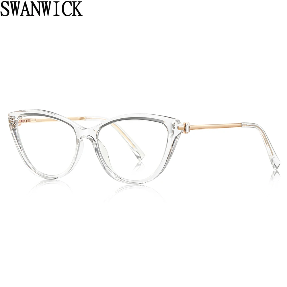 swanwick-estilo-coreano-oculos-de-olho-de-gato-anti-luz-azul-tr90-cristais-moda-oculos-quadro-feminino-meio-metal-rosa-marrom-lente-clara