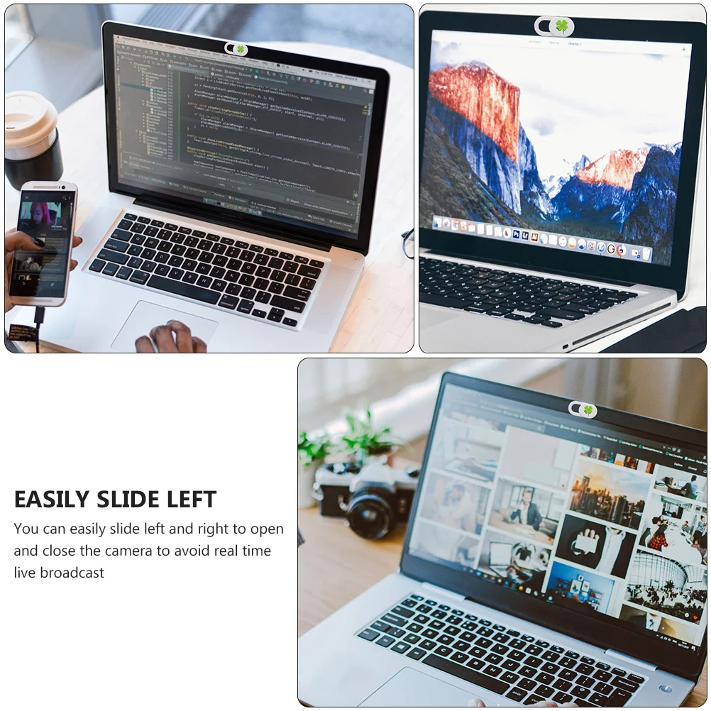 6 pçs privacidade proteger capa ultra fino slide portátil cobre trevo de quatro folhas padrão web lente escudo