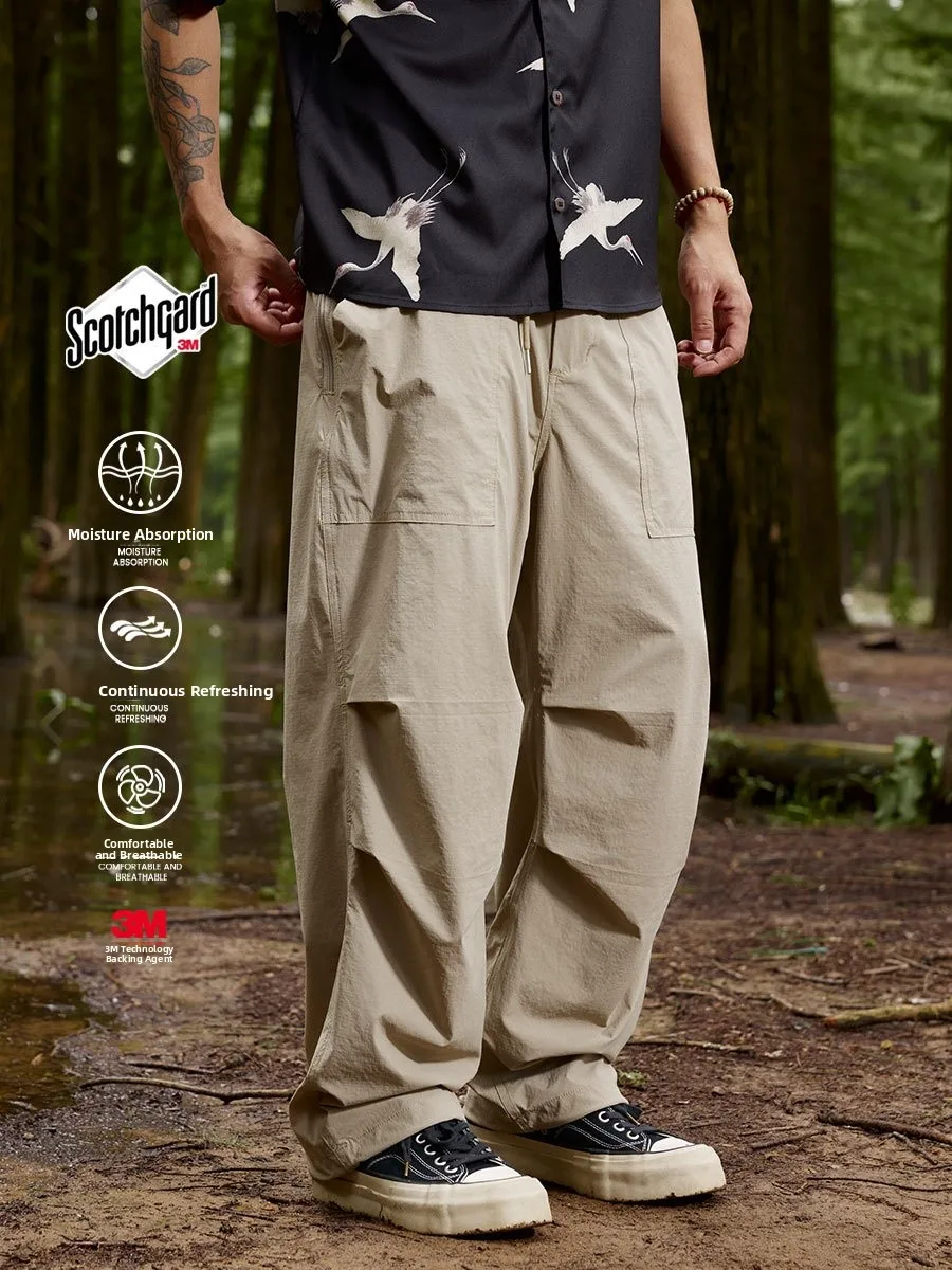

Loose Casual Pants for Men Lightweight Outdoor Trousers Breathable Moisture Wicking Cargo Pants Vintage Japanese Style Checke...