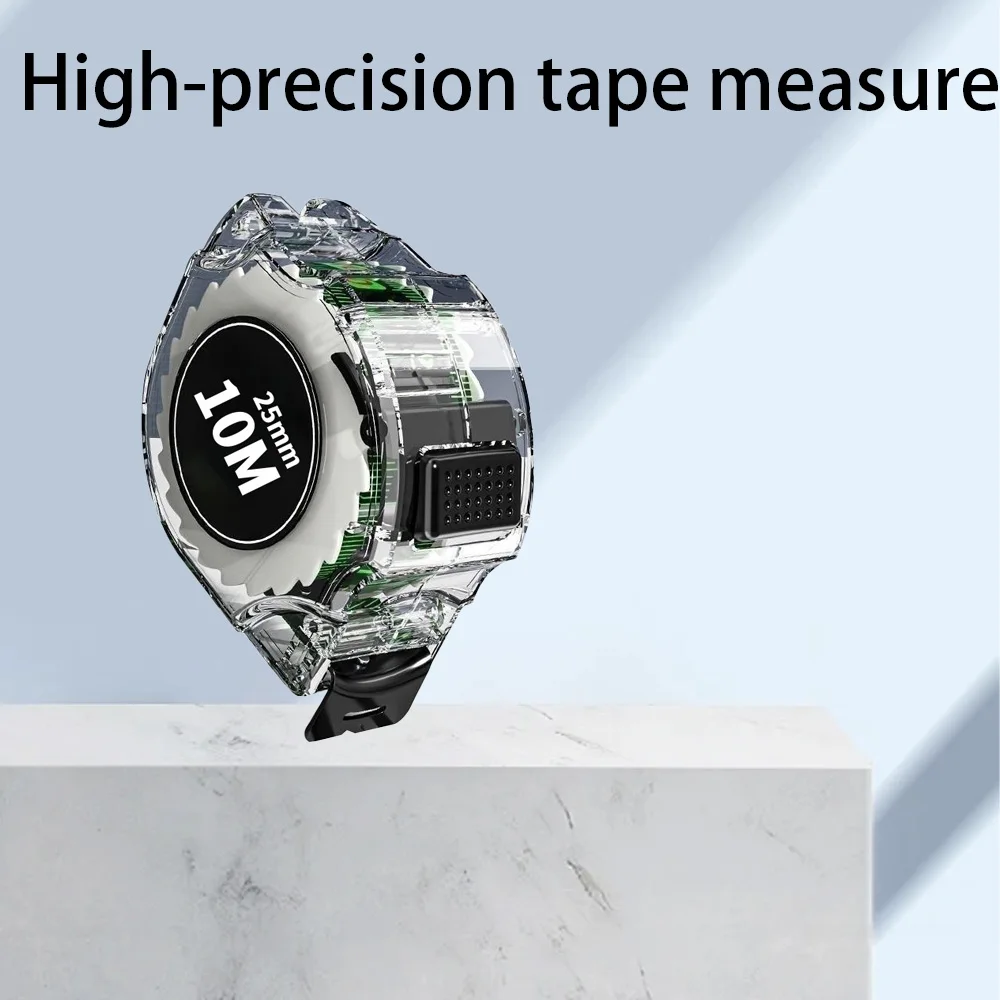 شريط قياس فلورسنت أسود 10 متر شريط قياس سميك عالي الدقة مقاوم للاهتراء وشريط قياس مقاوم للسقوط #2