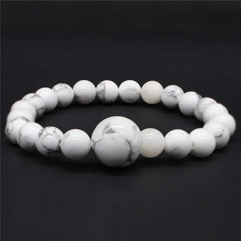 6mm and 14mm Natural White Labradorite Stone Beaded Bracelets Men Women Charm Flash Blue Light MoonStone Bangles Genuine Jewelry