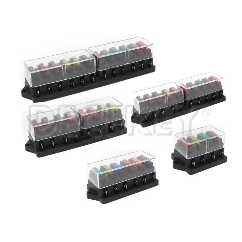 4/6/8/10/12 Way Fuse Box Fuse Holder Truck Auto Blade Fuse Box with 4/6/8/10/12 Fuses for 12V 24V ATO Standard Circuit