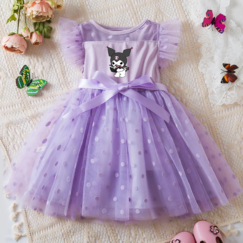 Kuromi – robe princesse pour petites filles de 2 à 6 ans, jupe en maille, vêtements d'été sans manches, robes fantaisie de fête de mariage pour filles, été