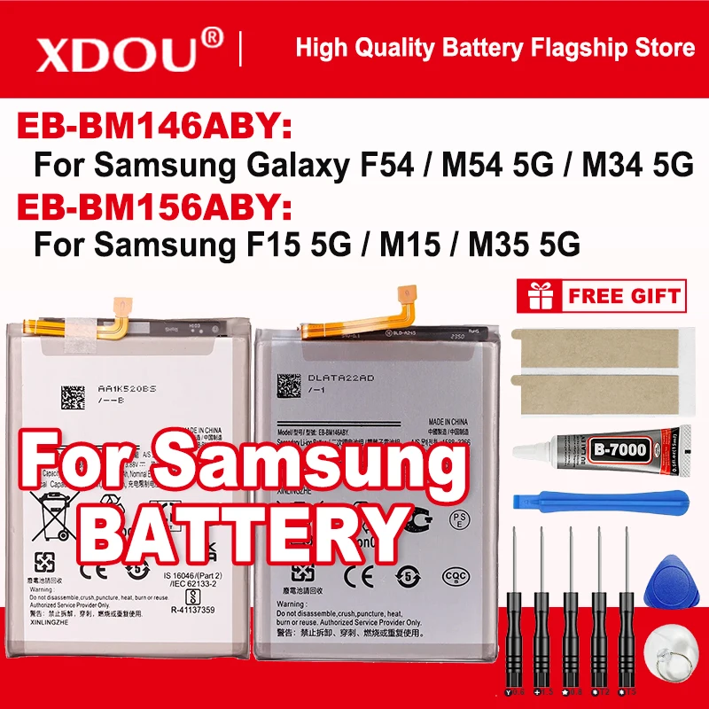 

Brand New EB-BM146ABY EB-BM156ABY Battery For Samsung Galaxy F15 5G/M15/M35 5G F54/M54 5G/M34 5G Mobile phone Batteries +Tools