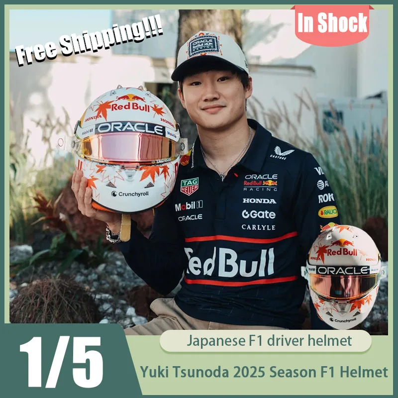 

New In Shock Spark 1:5 Yuki Tsunoda 2025 Season F1 Helmet Replicared Bull Honda Racing Team Arai Certified Collectible Toys Gift