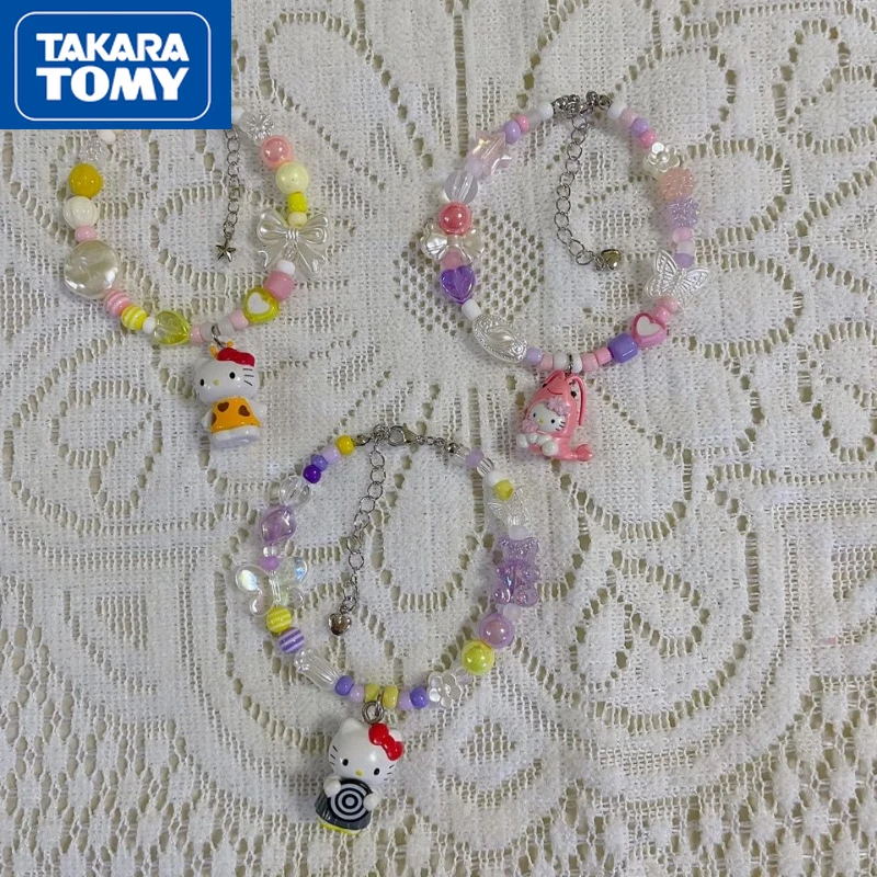 

TAKARA TOMY Hello Kitty Girl Cute and Playful Love Beaded Girlfriends Bracelet Student Loli Sweet and Cool Childlike Decorations