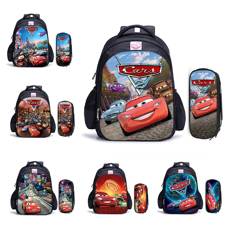 16 Inch Pixar Cars Lightning McQueen Boy Girl Schoolbag Large Capacity Backpack Fashion College Student Rucksack Mochila