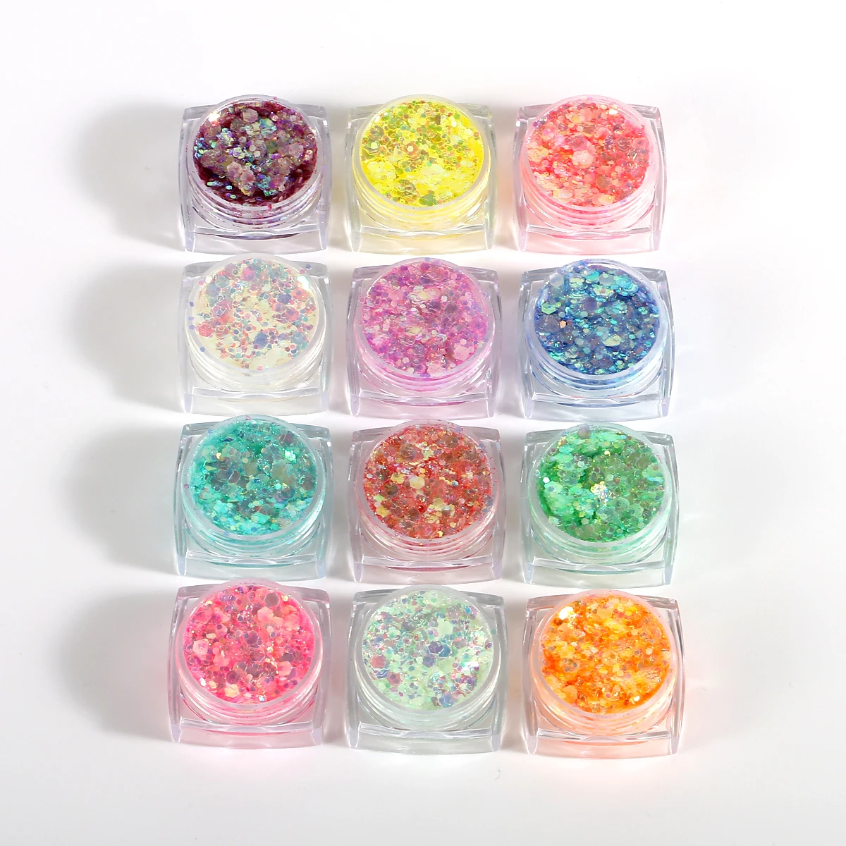 Bowitzki 12 لونًا يتوهج في الظلام بريق جل الوجه بريق الجسم بريق هلام الشعر بريق جل الأشعة فوق البنفسجية بريق أو الهذيان المهرجانات ﻿