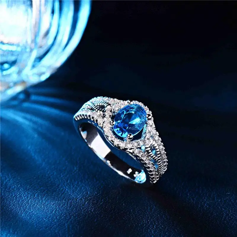 

Fashion Plating Silver Rings Shiny Zircon Ring Wedding Jewelry Rhinestone Ring