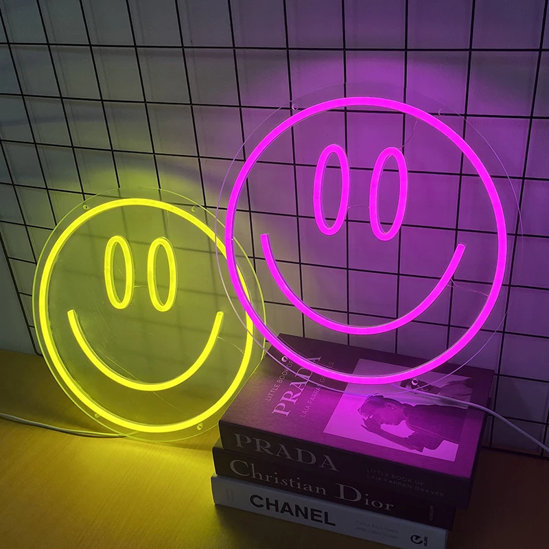 Smile Face Neon Sign for Bedroom Game Room Wall Decor LED Light Signs Kids Room Wedding Party Decoration Neon Personalized Gifts