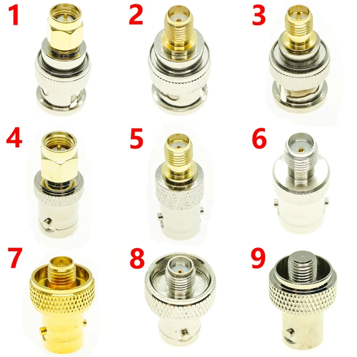 

Connector BNC MALE Female To SMA RP SMA Male Female RF Connector Adapter Test Converter Kit Set