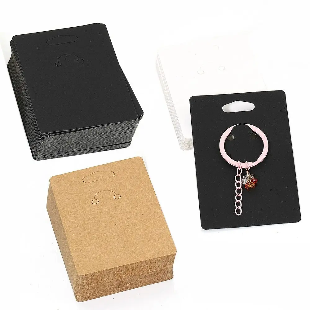 

50PCS Black White Keychain Packaging Boardcard Dualsides Blank Kraft Paper Packing Tags Packaging Supplies Small Business