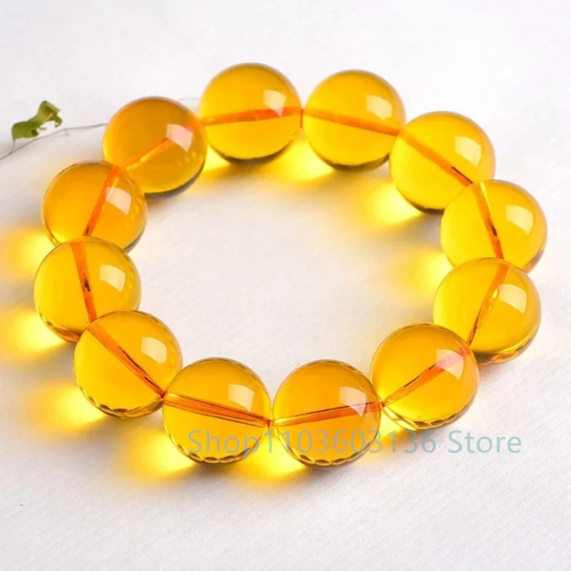 12-20mm Big Size Women Baltic Amber Round Beads for Bracelets transparent Gold Single Fashion matching Bracelet