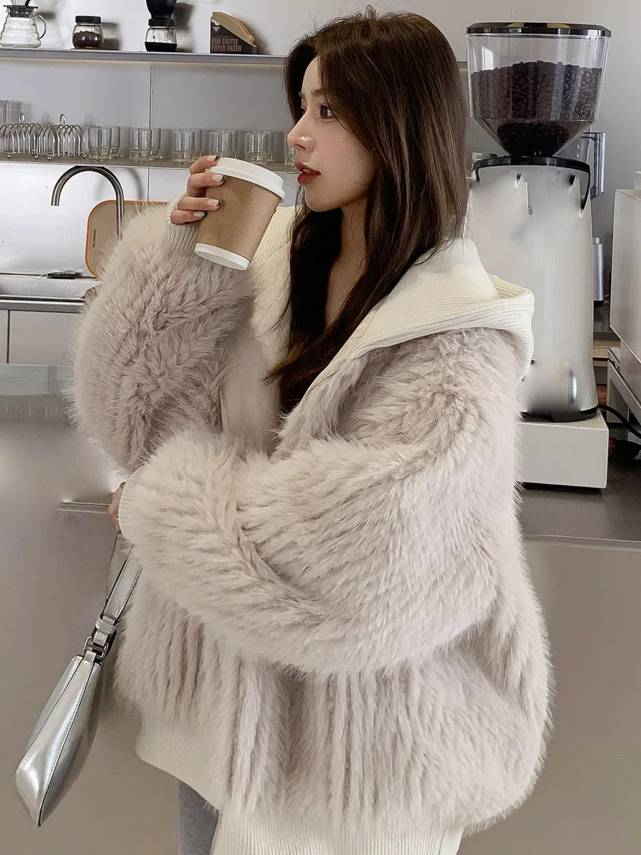 

Women's Clothing Thick Hooded Faux Fur Coat Winter New top 0124