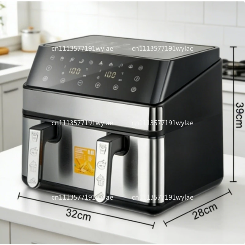 

Dual Basket Air Fryer 9L Large Capacity Multifunctional Oil-less Touch Screen Household Electric Fryer EU Plug