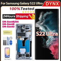 US Super OLED For Samsung Galaxy S22 Ultra 5G S908 S908B S908 LCD Display Touch Screen Digitizer For Galaxy S22 Ultra Replace