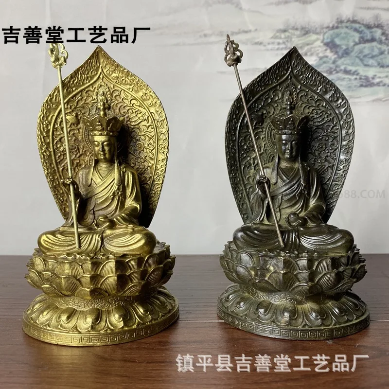 

Western Three Sacred Lands Ksitigarbha Buddha Statue Ornament Home Shrine Desktop Decoration Antique Alloy Backlit Ksitigarbha B