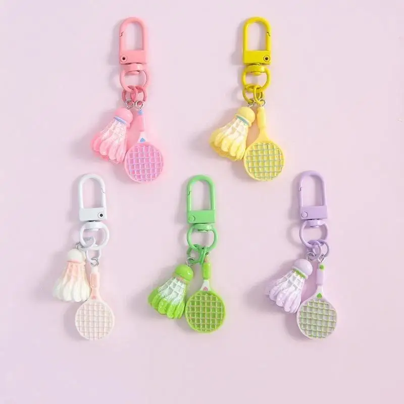 Simulation Badminton Racket Keychain Unique Sporty Style 1Pcs Mini Key Pendant for Badminton Lovers Daily Use