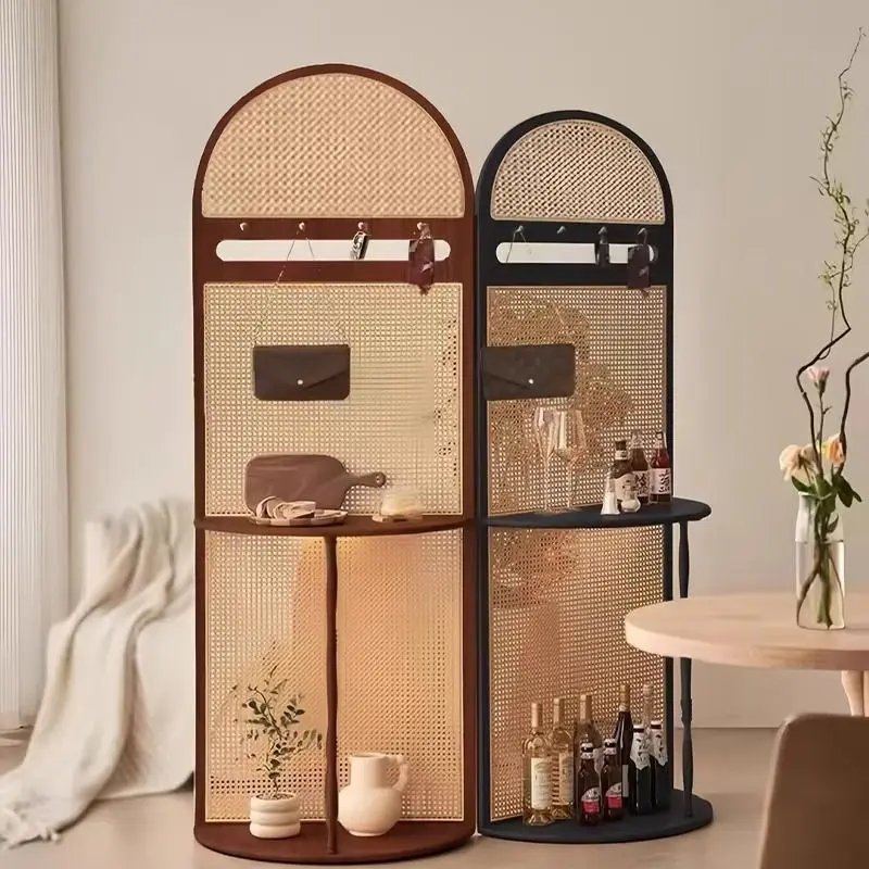 الفرنسية الرجعية الصلبة الخشب الروطان شاشة التقسيم غرفة المعيشة باب الدخول حجب مدخل خزانة الحديثة رف بسيط