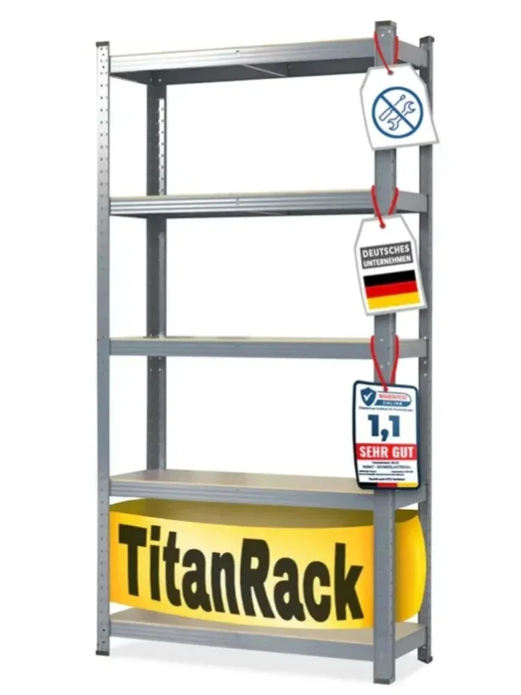 Schwerlastregal Grizzly Anthrazit-Grau – Metall Steckregal mit 5 MDF Böden | Lagerregal & Werkbank bis 1250 kg Traglast | Robustes Kellerregal für Garage, Werkstatt und Lager