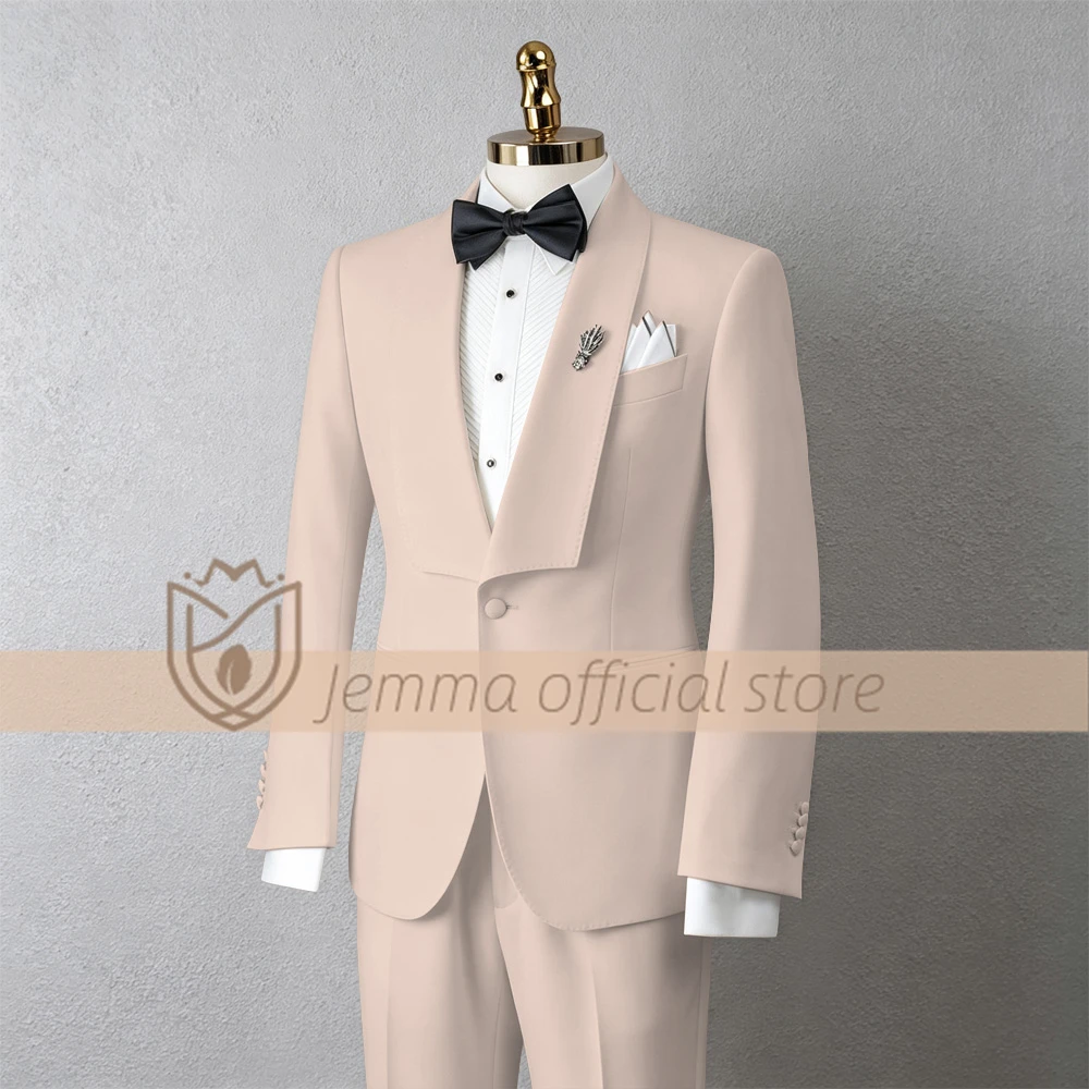 

Men's 2Piece Slim Fit 1Button Shawl Lapel Wedding Party Formal Banquets Suit Blazer Trousers