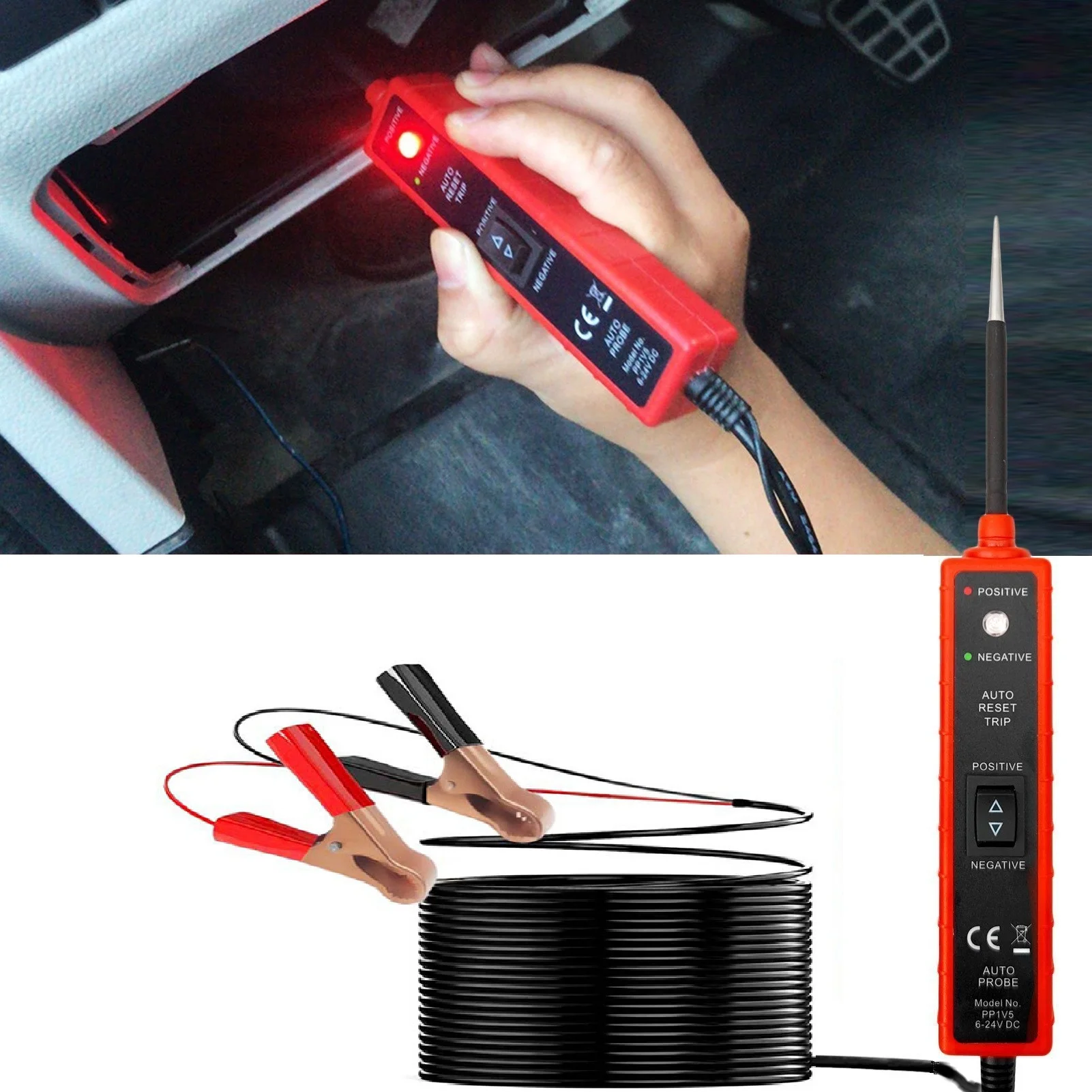 

Тестер электрических цепей автомобиля 6 В-24 В с выключателем питания, зонд напряжения, диагностический инструмент для транспортных средств