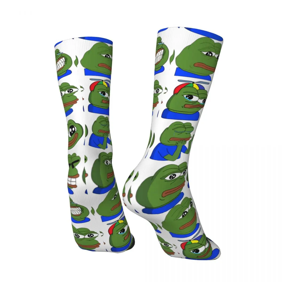 Happy Funny Men's compression Socks Overload Retro Harajuku Pepe Frog Animal Hip Hop Novelty Casual Crew Crazy Sock Gift Printed