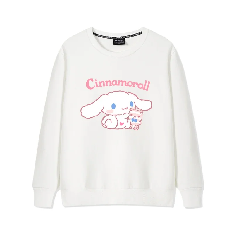 

Толстовка с круглым вырезом для пар Cinnamoroll, женский топ с длинными рукавами, женская повседневная свободная толстовка с капюшоном, толстовка с круглым вырезом для пар