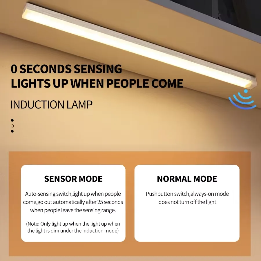 Motion Sensor Light Wardrobe Rechargeable LED Night Light Closet Lamp For Kitchen Bedroom Detector led Light Cabinet Staircase