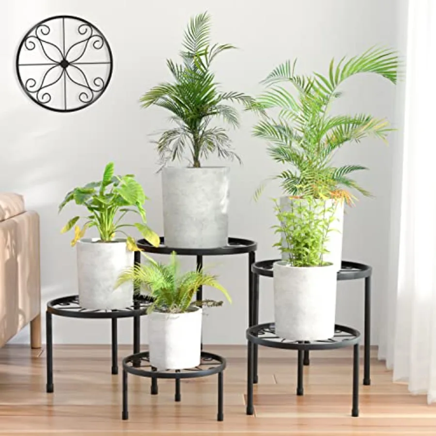 

5Pack Decent Metal Plant Stands Heavy Duty Flower Pot Stands for Multiple Plant AntiRust Iron Plant Pot Shelf Dration Racks for