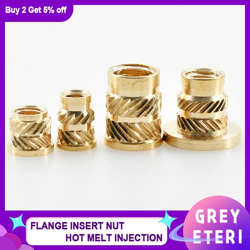 M2 M3 M4 M5 M6 M8 Brass insert Nut Flange Hot Melt Heating Insertnut 3D Printer Laptop PC Nutsert Embed Injection Nuts Inserts