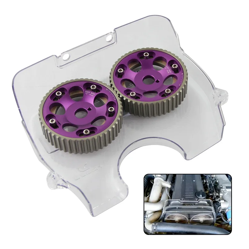 Red/Blue/Purple Cam Pulleys + Cam Cover For Toyota Supra JZA70 90-93 Mark II/Cresta/Chaser JZX81 90-92 JZX90 92-93 1JZ-GTE